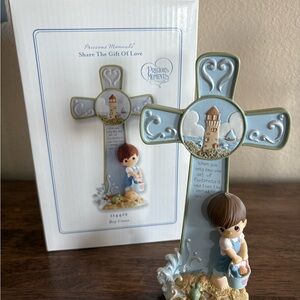 Precious Moments Blue and Cream Boy Cross